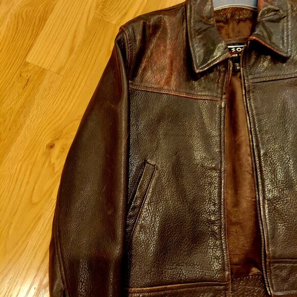 Brown Wilson Leather Distress Women's Form Fitting Bomber Moto Jacket - Picture 3 of 11